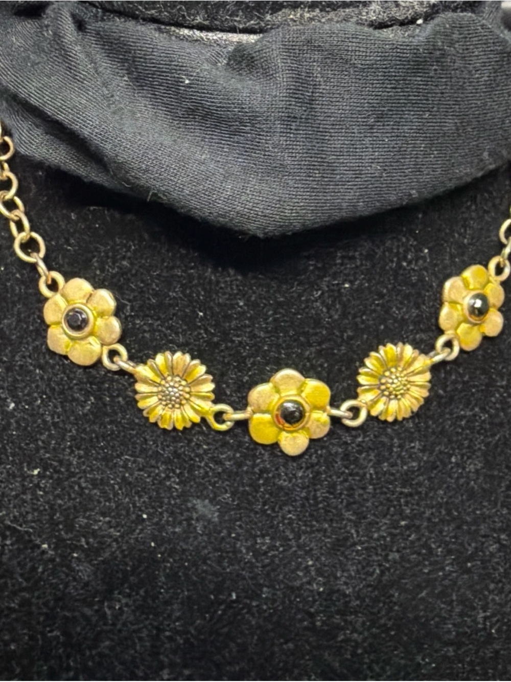 Express Gold Tone Floral Link Necklace 7.5”